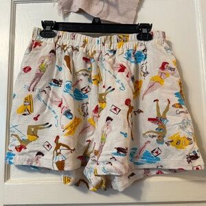 Fashion Brand Company retro beach print thick linen shorts